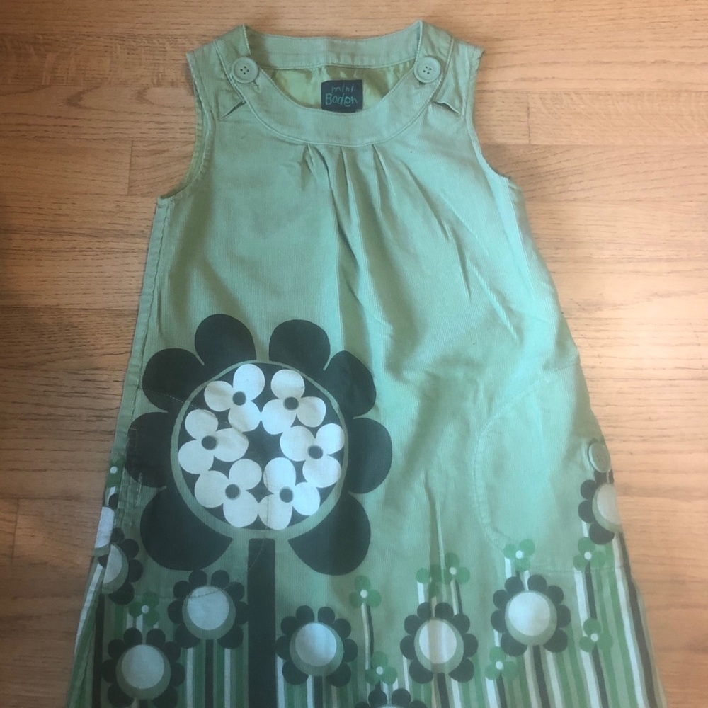 Mini Boden girls green sleeveless shift dress